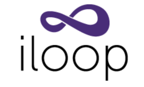 Logo de l'entreprise iloop : un élément graphique (signe infini) violet en et du nom de l'entreprise