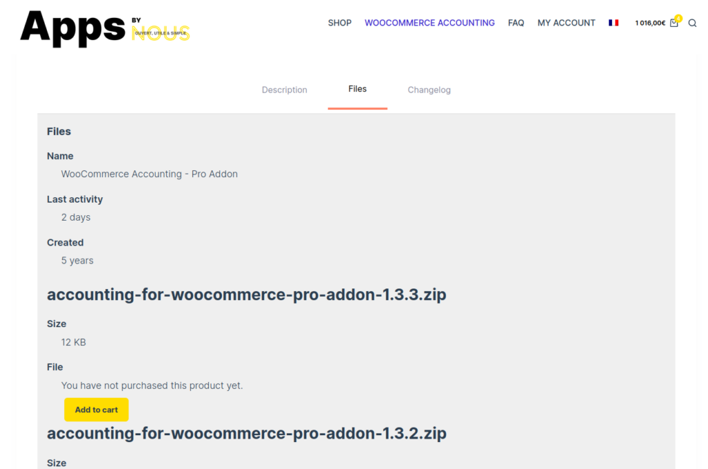Capture écran Woocommerce Product Files
