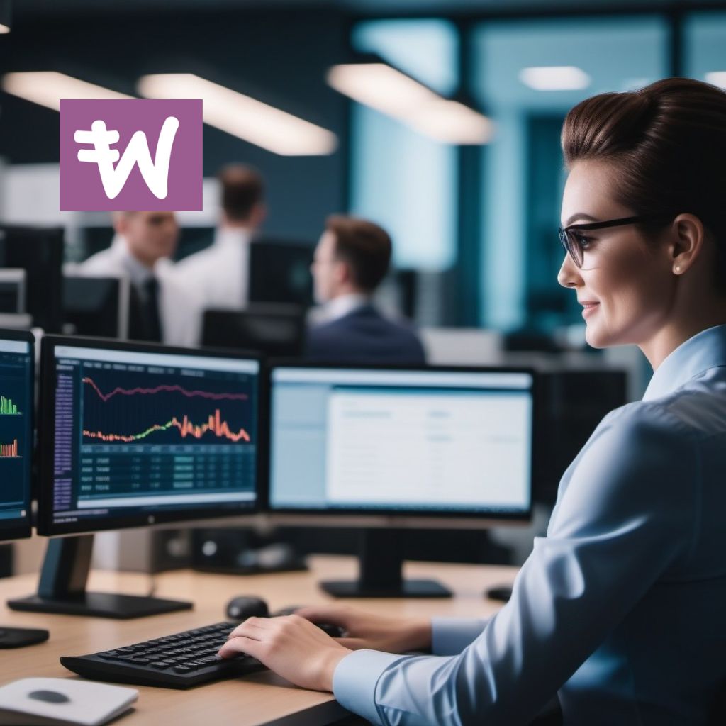 Visuel d'une comptable sur son bureau pour articles de l'extension Comptabilité pour Woocommerce